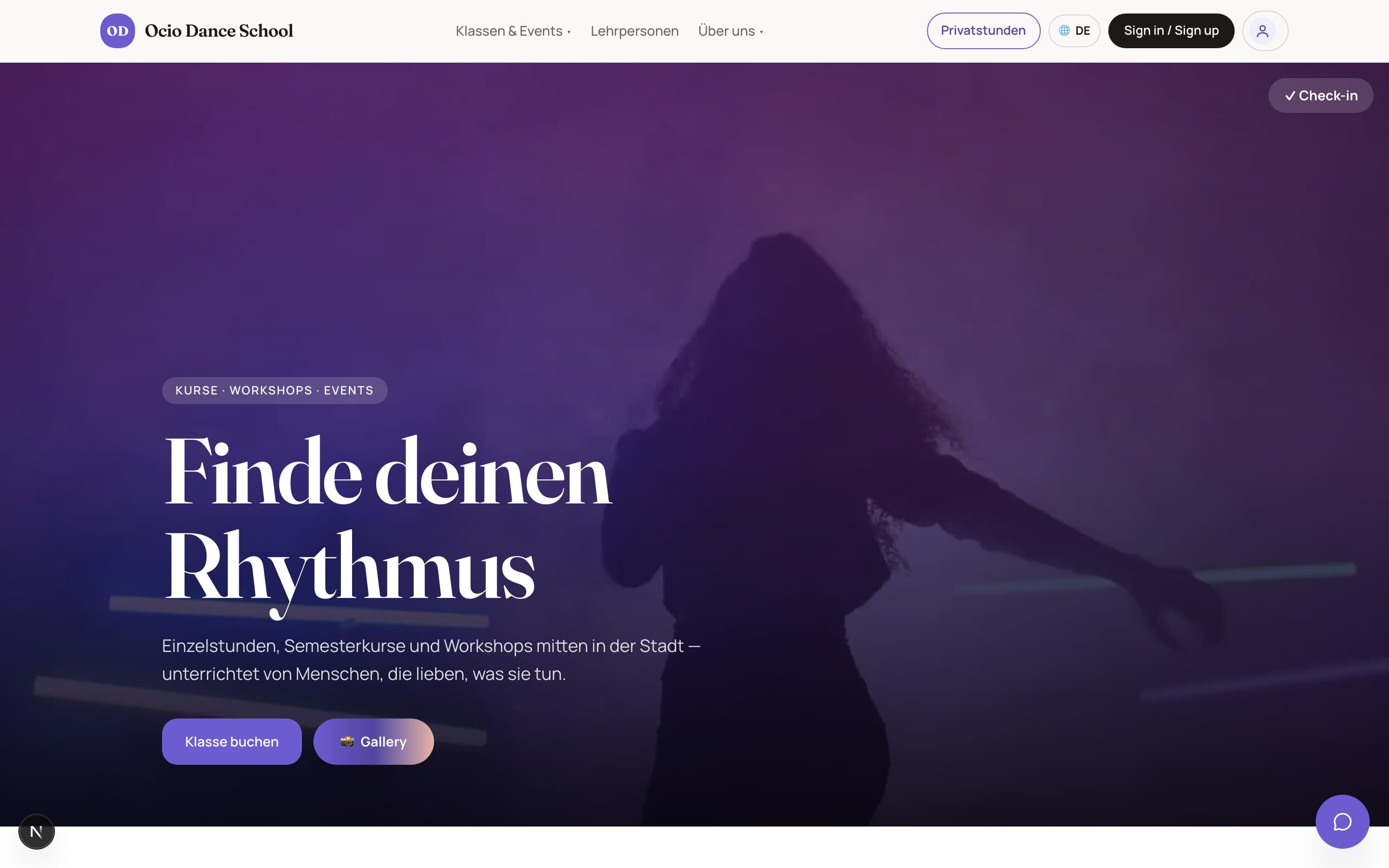 Die Website einer Tanzschule auf ihrer eigenen Domain