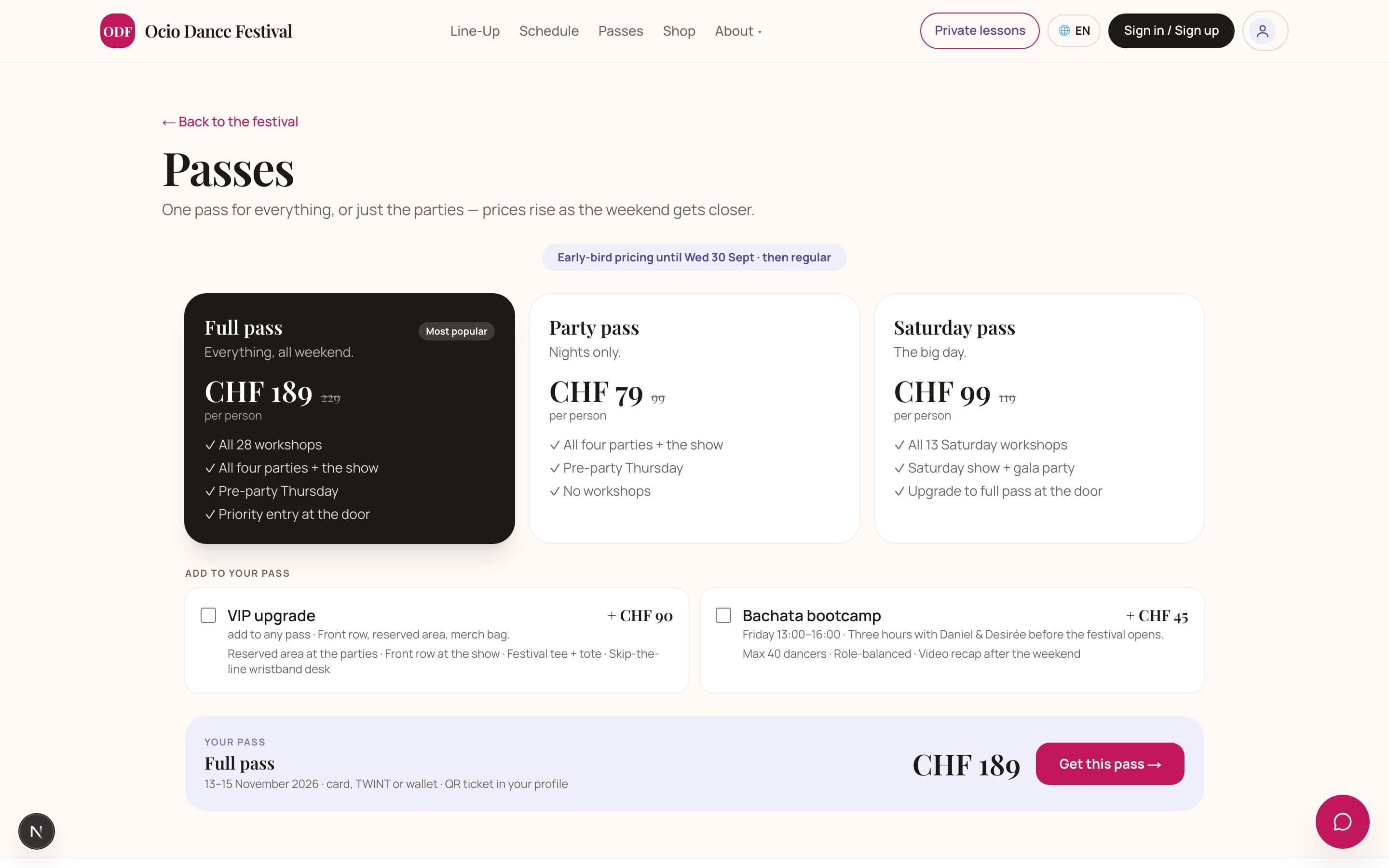 … sogar als Festival-Edition, mit Pässen und QR-Tickets