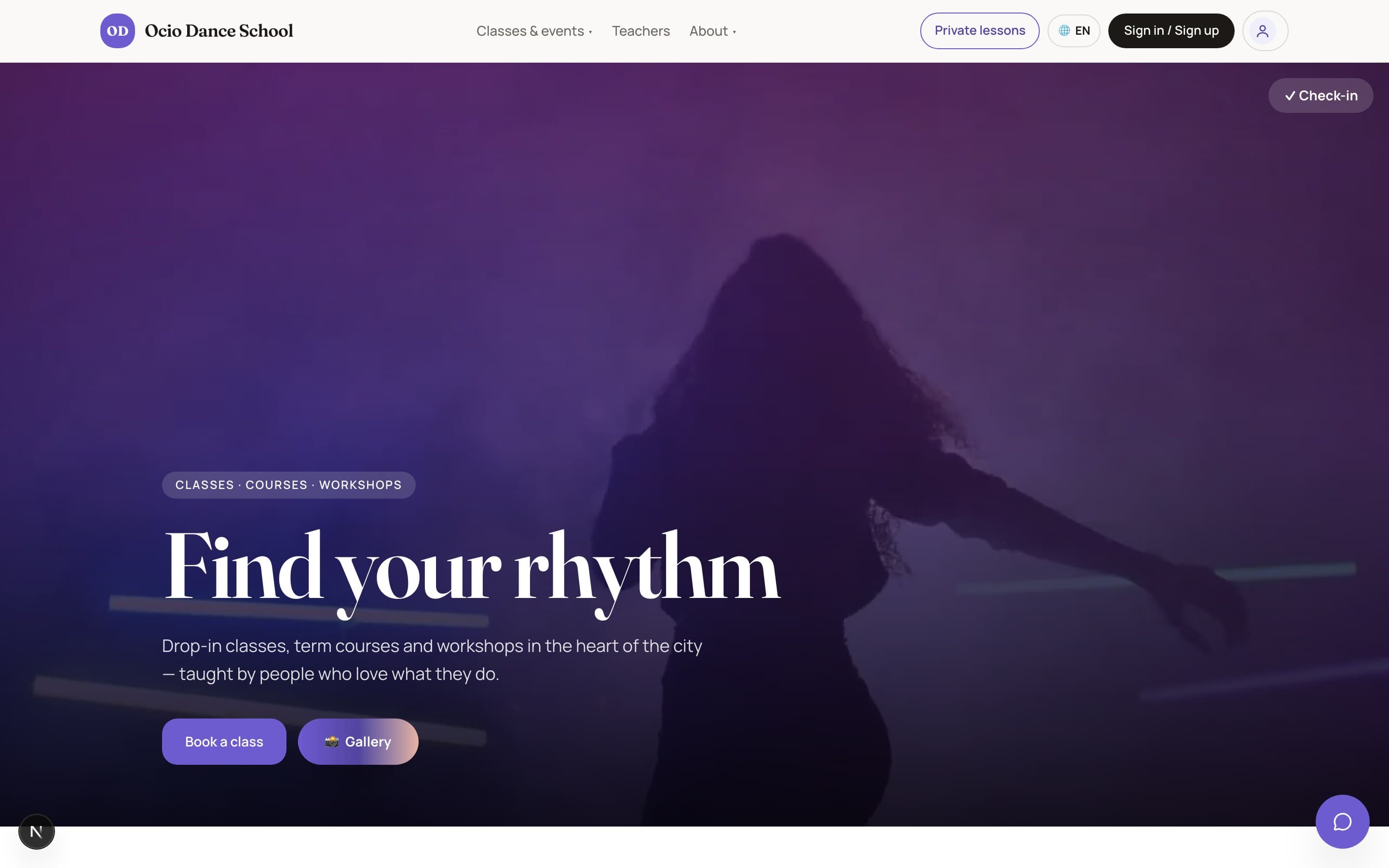 A dance school's branded website on its own domain